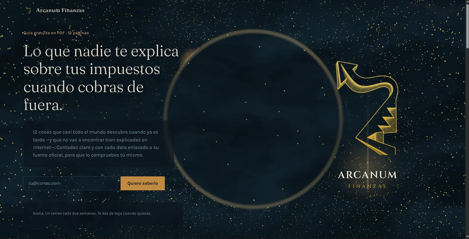 Captura de la interfaz del proyecto Arcanum.